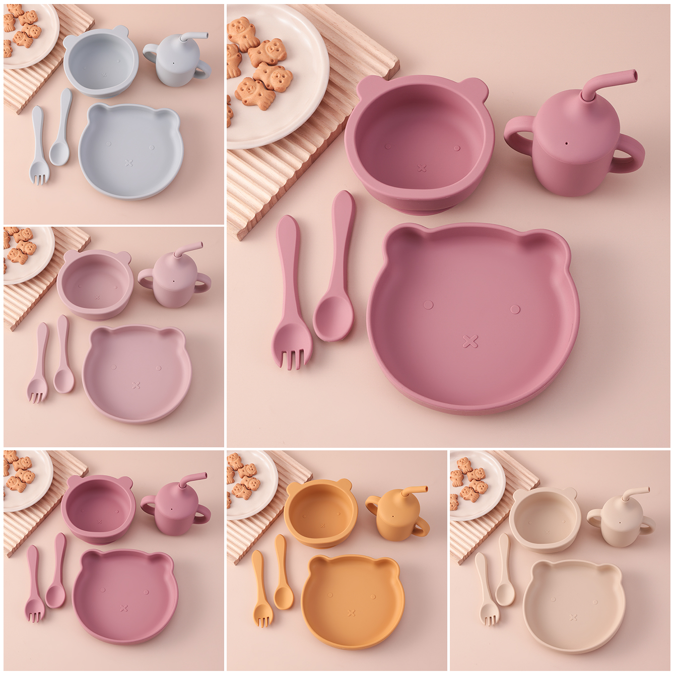 Baby Food Table - Color Kids 5PCS Silicone Feeding Set