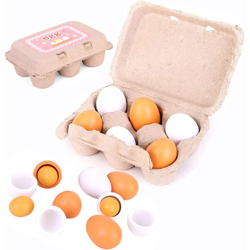 6pcs Wooden Eggs Toy Egg Kitch - Baby Food Quantity reseña y precio
